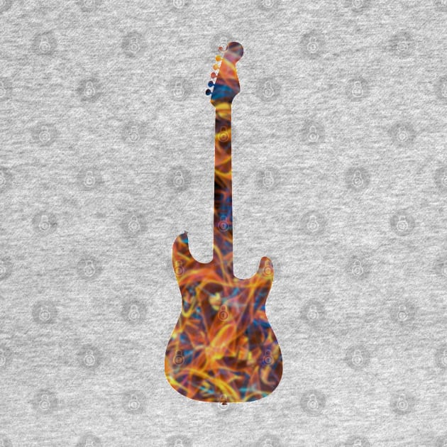 Yellow on Blue Flame Guitar Silhouette by gkillerb